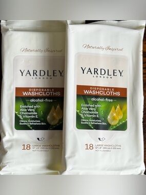 Yardley London Disposable Washcloths Alcohol Free - Aloe, Chamomile & Vitamin E